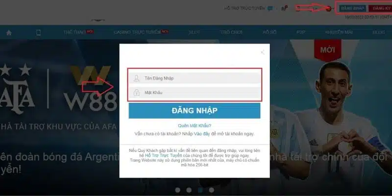 Đăng nhập vào tài khoản tại W88 không khó